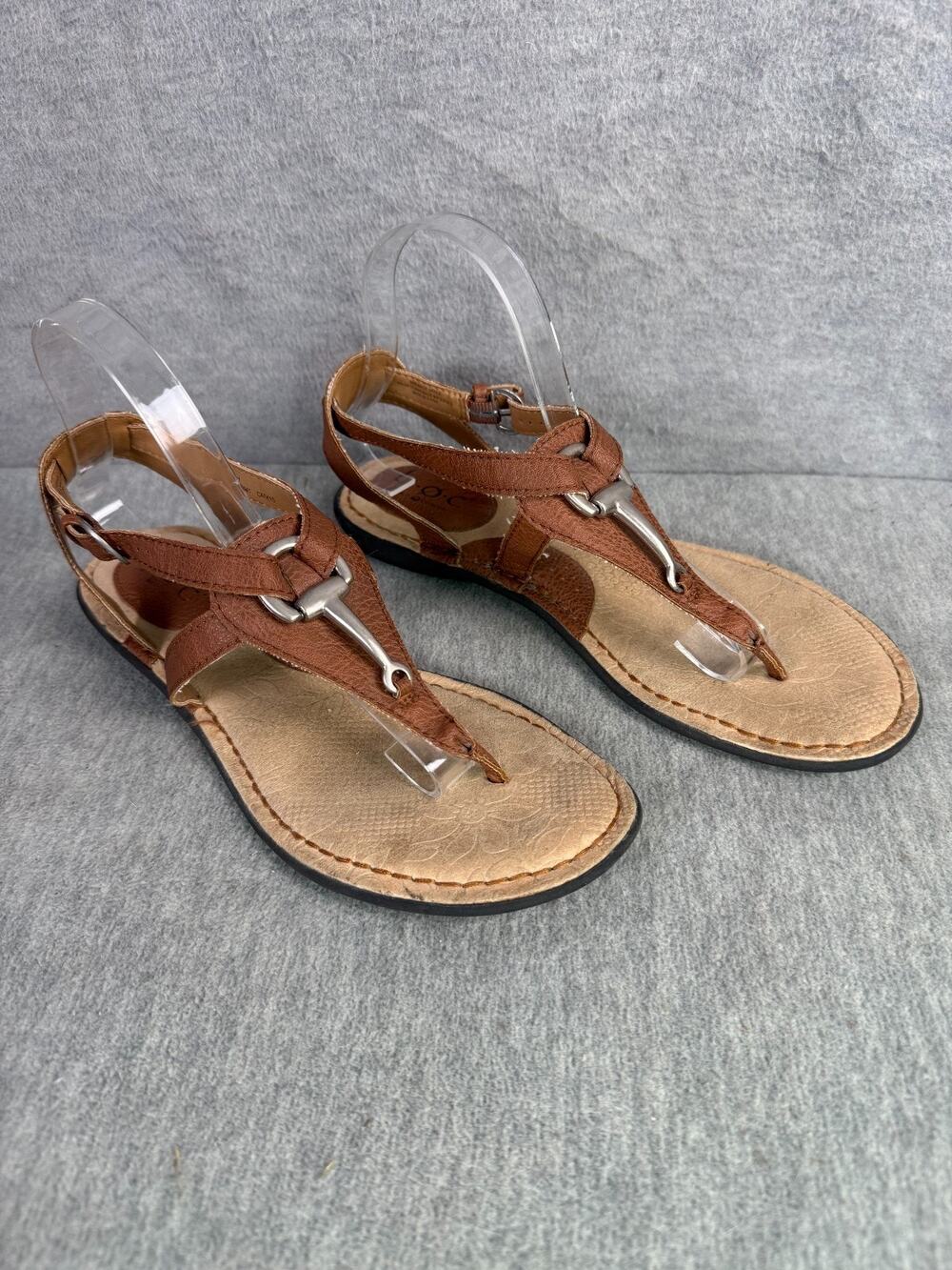 Børn BOC Concept Thong Sandals 9 M Brown Vegan Leather Horse Bit Detail Strappy